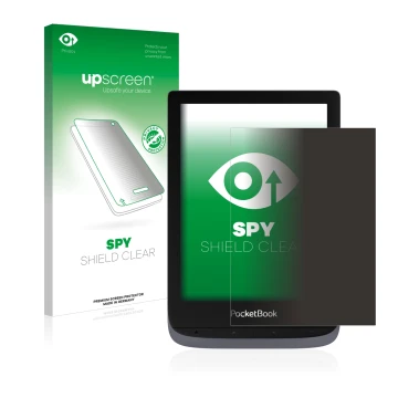 Front side of a product packaging with the brand logo upscreen. Next to it is the device PocketBook Touch HD 3 shown with the 