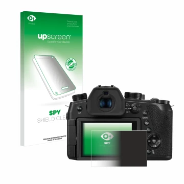 Front side of a product packaging with the brand logo upscreen. Next to it is the device Panasonic Lumix DC-FZ1000 II shown wi