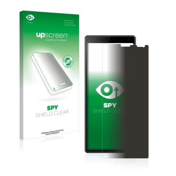 Front side of a product packaging with the brand logo upscreen. Next to it is the device Sony Xperia 10 shown with the corresp