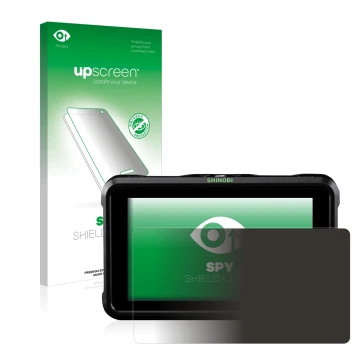 Front side of a product packaging with the brand logo upscreen. Next to it is the device Atomos Shinobi shown with the corresp