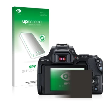 Front side of a product packaging with the brand logo upscreen. Next to it is the device Canon EOS 250D shown with the corresp