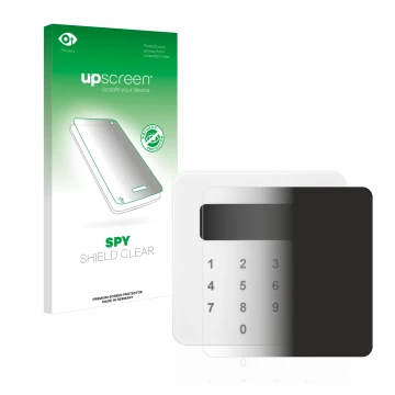 Front side of a product packaging with the brand logo upscreen. Next to it is the device SumUp Air shown with the correspondin