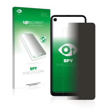 Front side of a product packaging with the brand logo upscreen. Next to it is the device Motorola One Vision shown with the co