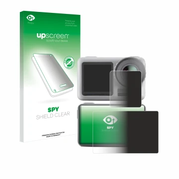 Front side of a product packaging with the brand logo upscreen. Next to it is the device DJI Osmo Action shown with the corres