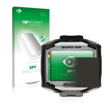 Front side of a product packaging with the brand logo upscreen. Next to it is the device Mares Quad Air shown with the corresp