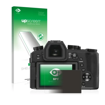 Front side of a product packaging with the brand logo upscreen. Next to it is the device Leica V-LUX 5 shown with the correspo