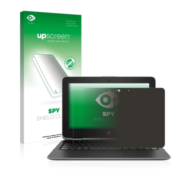 Front side of a product packaging with the brand logo upscreen. Next to it is the device HP ProBook x360 11 G3 shown with the 