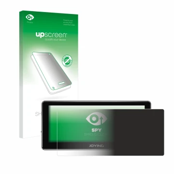 Front side of a product packaging with the brand logo upscreen. Next to it is the device Joying 4G Car Radio 8.8
