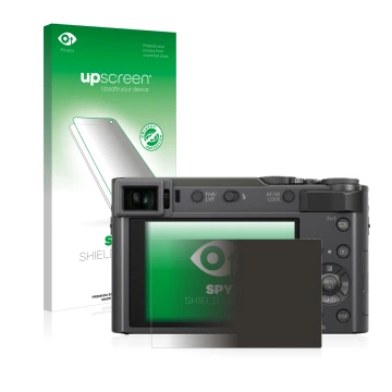 Front side of a product packaging with the brand logo upscreen. Next to it is the device Panasonic Lumix DC-TZ200 shown with t
