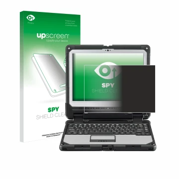 Front side of a product packaging with the brand logo upscreen. Next to it is the device Panasonic Toughbook CF-33 shown with 