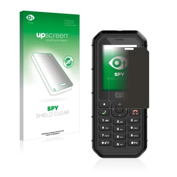 Front side of a product packaging with the brand logo upscreen. Next to it is the device Caterpillar Cat B26 shown with the co