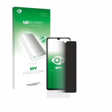 Front side of a product packaging with the brand logo upscreen. Next to it is the device Samsung Galaxy A41 shown with the cor