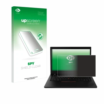 Front side of a product packaging with the brand logo upscreen. Next to it is the device Lenovo ThinkPad L490 shown with the c