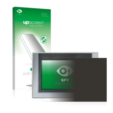 Front side of a product packaging with the brand logo upscreen. Next to it is the device Siemens Simatic TP1200 Comfort shown 