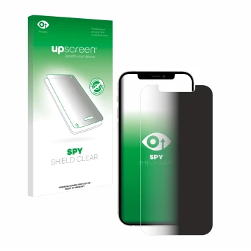 Front side of a product packaging with the brand logo upscreen. Next to it is the device Apple iPhone 12 shown with the corres
