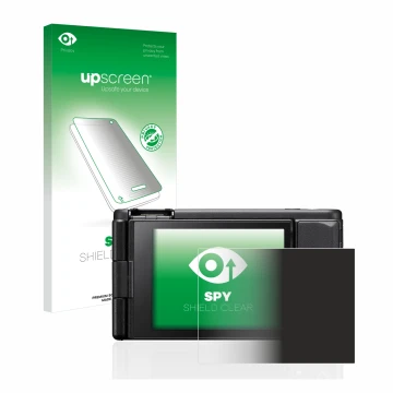 Front side of a product packaging with the brand logo upscreen. Next to it is the device Sony ZV-1 shown with the correspondin
