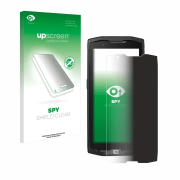 Front side of a product packaging with the brand logo upscreen. Next to it is the device Crosscall Core X4 shown with the corr
