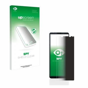 Front side of a product packaging with the brand logo upscreen. Next to it is the device Sony Xperia 5 II shown with the corre