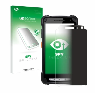 Front side of a product packaging with the brand logo upscreen. Next to it is the device Point Mobile PM90 shown with the corr