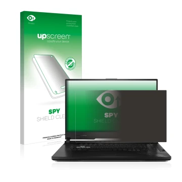 Front side of a product packaging with the brand logo upscreen. Next to it is the device ASUS ROG Strix G17 G712LW-EV010T show