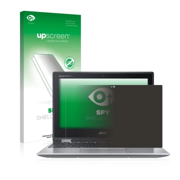 Front side of a product packaging with the brand logo upscreen. Next to it is the device Acer Chromebook Spin 311 shown with t