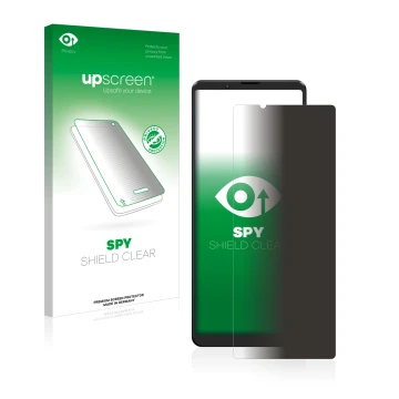 Front side of a product packaging with the brand logo upscreen. Next to it is the device Sony Xperia 1 III shown with the corr