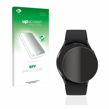 Front side of a product packaging with the brand logo upscreen. Next to it is the device Samsung Galaxy Watch 4 (40mm) shown w