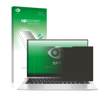Front side of a product packaging with the brand logo upscreen. Next to it is the device HP Elitebook x360 1040 G7 shown with 