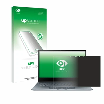 Front side of a product packaging with the brand logo upscreen. Next to it is the device ASUS ZenBook Flip 13 UX363EA shown wi