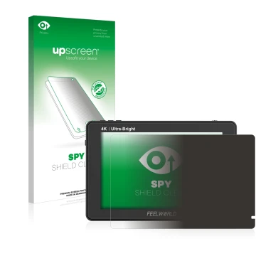 Front side of a product packaging with the brand logo upscreen. Next to it is the device Feelworld LUT7 7