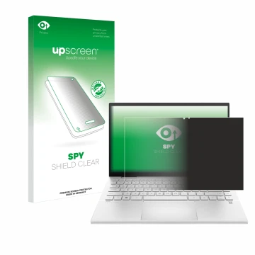 Front side of a product packaging with the brand logo upscreen. Next to it is the device HP Pavilion x360 (14-dyX) shown with 