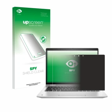 Front side of a product packaging with the brand logo upscreen. Next to it is the device HP ProBook x360 435 G8 shown with the