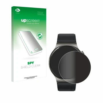 Front side of a product packaging with the brand logo upscreen. Next to it is the device Huawei Watch GT 2 Pro ECG shown with 