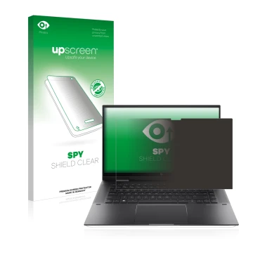 Front side of a product packaging with the brand logo upscreen. Next to it is the device HP Envy x360 (15-eX) (359 mm x 228.2 