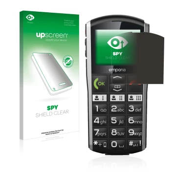 Front side of a product packaging with the brand logo upscreen. Next to it is the device Emporia Simplicity shown with the cor