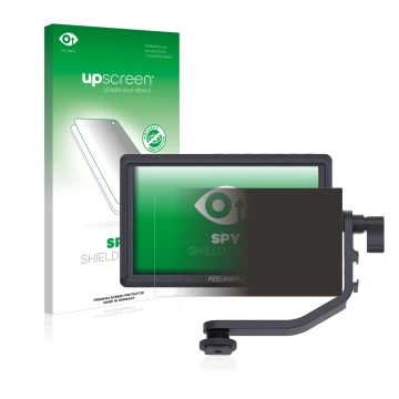 Front side of a product packaging with the brand logo upscreen. Next to it is the device Feelworld FW568 5.5