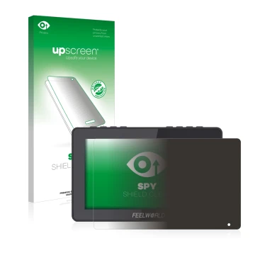 Front side of a product packaging with the brand logo upscreen. Next to it is the device Feelworld F5 PRO V2 5.5