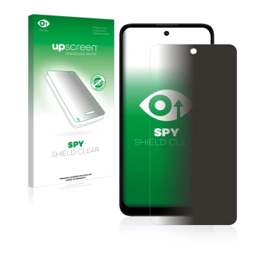 Front side of a product packaging with the brand logo upscreen. Next to it is the device Motorola Moto E40 shown with the corr