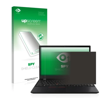 Front side of a product packaging with the brand logo upscreen. Next to it is the device Lenovo ThinkPad T15 Gen 2 shown with 