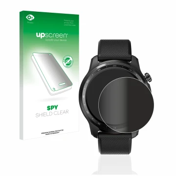 Front side of a product packaging with the brand logo upscreen. Next to it is the device Mobvoi Ticwatch Pro 3 Ultra GPS shown