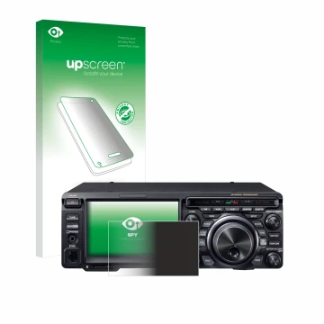 Front side of a product packaging with the brand logo upscreen. Next to it is the device Yaesu FT-DX10 shown with the correspo
