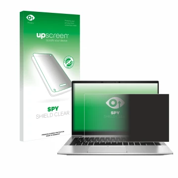 Front side of a product packaging with the brand logo upscreen. Next to it is the device HP EliteBook 845 G8 shown with the co