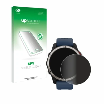 Front side of a product packaging with the brand logo upscreen. Next to it is the device Garmin quatix 7 shown with the corres