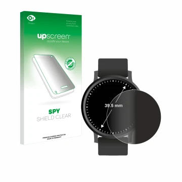Front side of a product packaging with the brand logo upscreen. Next to it is the device Watches (Circular, ø: 39.5 mm) shown 