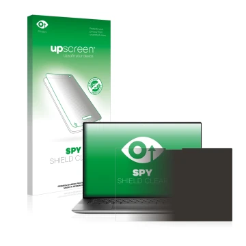 Front side of a product packaging with the brand logo upscreen. Next to it is the device Dell XPS 15 9510 Touch shown with the