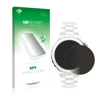 Front side of a product packaging with the brand logo upscreen. Next to it is the device Huawei Watch GT 3 Pro Ceramic (43mm) 