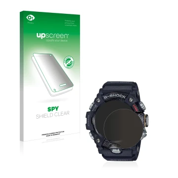 Front side of a product packaging with the brand logo upscreen. Next to it is the device Casio G-Shock Mudmaster GG-B100-1AER 