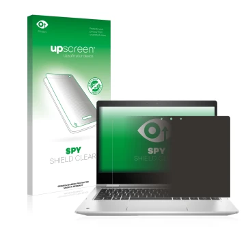Front side of a product packaging with the brand logo upscreen. Next to it is the device HP ProBook x360 435 G9 shown with the