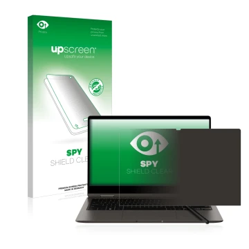 Front side of a product packaging with the brand logo upscreen. Next to it is the device Samsung Galaxy Book3 360 13