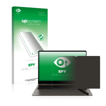 Front side of a product packaging with the brand logo upscreen. Next to it is the device Samsung Galaxy Book3 Pro 360 16